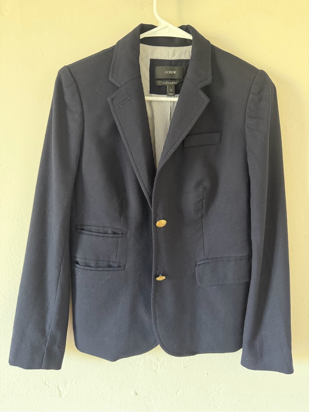 J. Crew Navy Wool School Boy Blazer with Gold Buttons Size 0